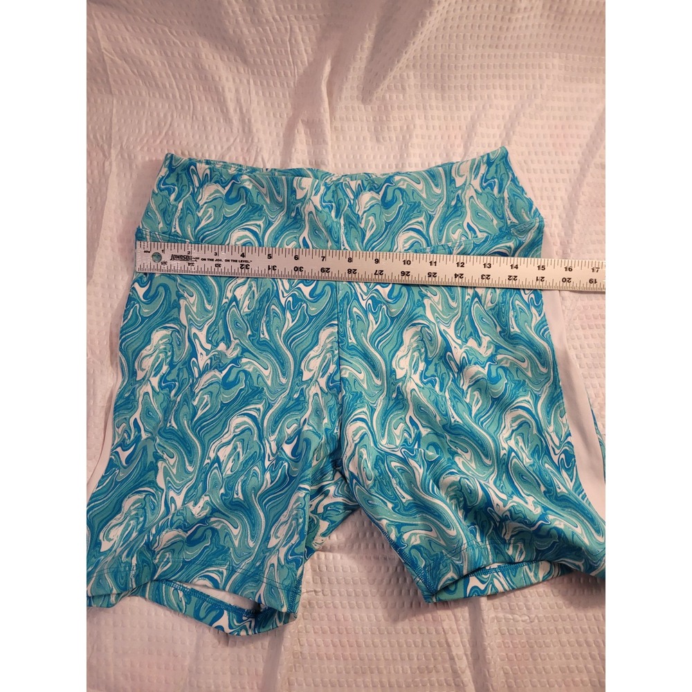 Pink Active Victorias Secret Blue Marble Swirl Bike Shorts Womens Lg‎ High Rise